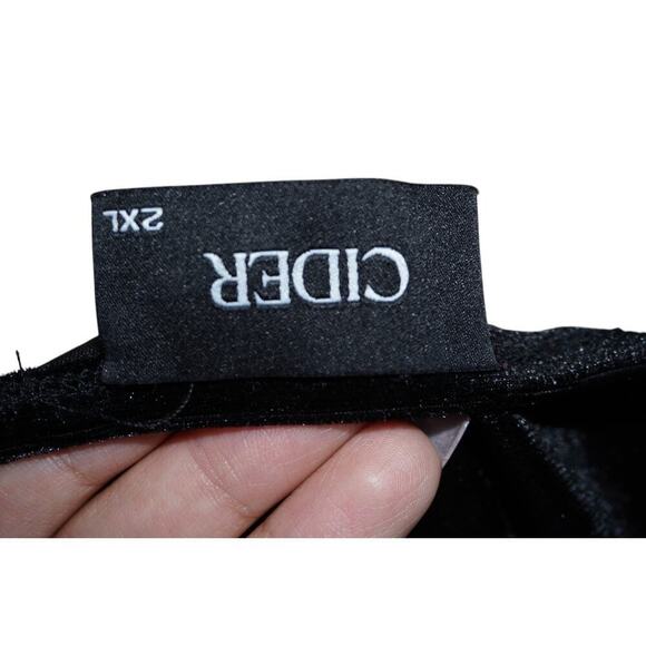 CIDER Black Velvet Mini Dress with Fringe Trim – Size 2XL - Picture 4 of 5